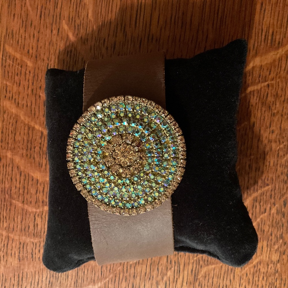 Rhinestone Leather Bracelet